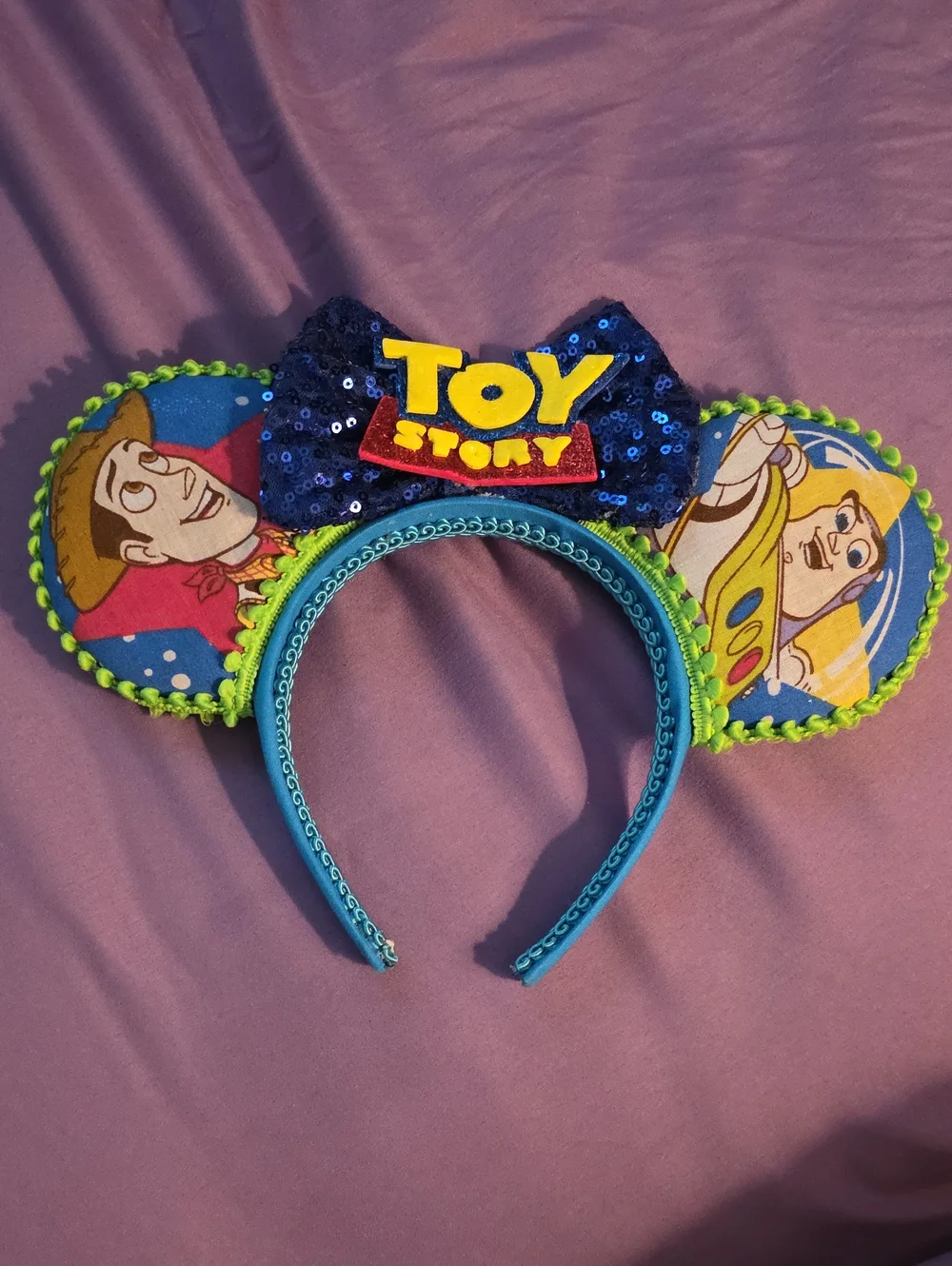 Toy Story Inspired Blue Sequin Bow Headband